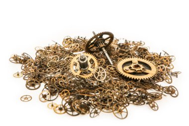 Cogwheels beyaz bir arka plan üzerinde küçük bir dizi resmi.