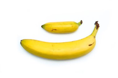 İki olağan muz karşılaştırılması. Bir normal ve bir bebek muz. 