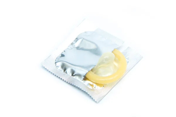 Bild Vanlig Kondom Isolerad Vit Bakgrund — Stockfoto