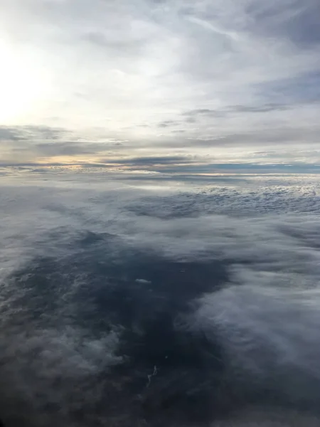 Vue Aérienne Depuis Avion Volant Dessus Sol Regard Par Fenêtre — Photo