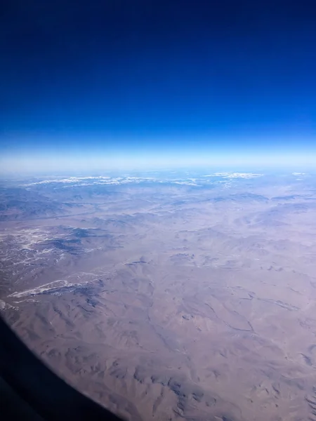 Uma Vista Aérea Das Montanhas Chinesas Partir Avião Voando Alto — Fotografia de Stock