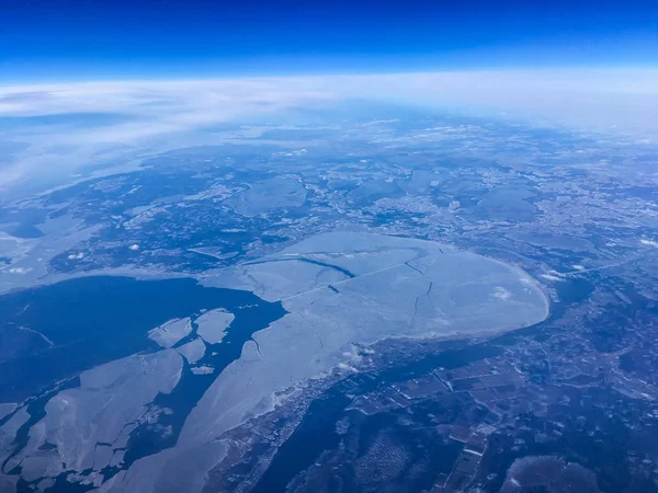 Вид Висоти Бухти Prnu Естонії Аероплана Летить Високо Над Землею — стокове фото