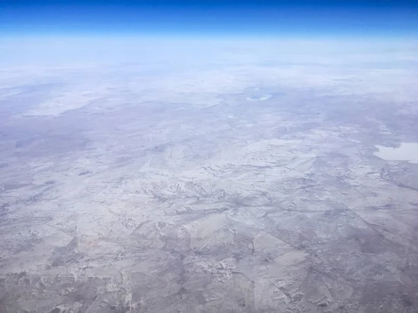 Вид Повітряної Частини Монголії Аероплана Летить Високо Над Землею Погляд — стокове фото