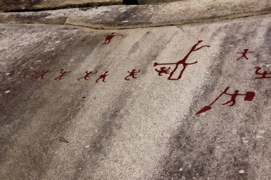 Isveç 'te tarihsel bir çizim. Resim savaşçı ve çocuk veya küçük insanlar gösterir. 