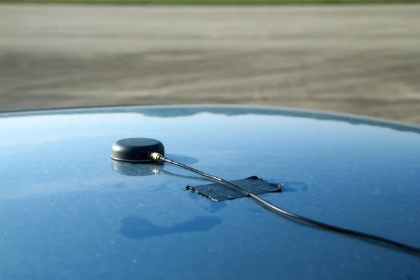 Detail Gps Antenna Placed Roof Vehicle Used Precise Measurement Vehicles — Stock Photo, Image