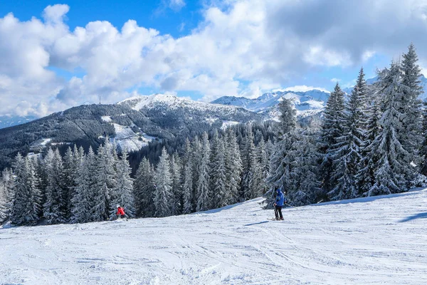 Una Foto Estación Esquí Los Alpes Austriacos Nieve Clima Son — Foto de Stock