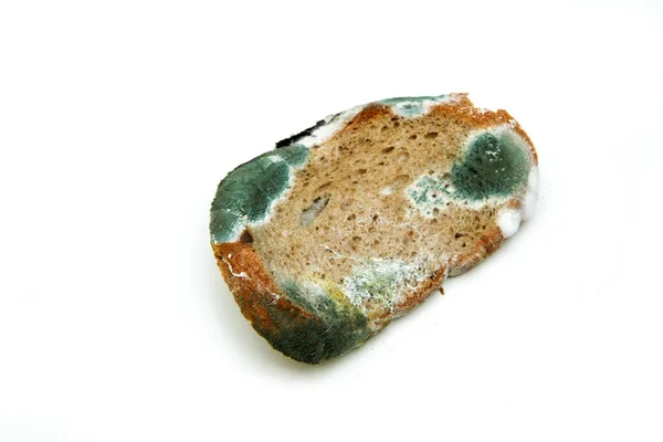 Het Plaatje Van Een Beschimmeld Brood Rot Oneetbaar Geïsoleerd Witte — Stockfoto