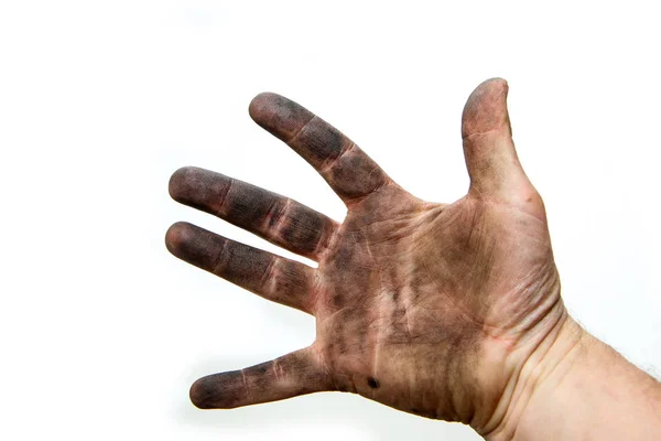 Μια Εικόνα Από Βρώμικα Χέρια Ενός Ανθρώπου Λερωμένο Από Πετρέλαιο — Φωτογραφία Αρχείου