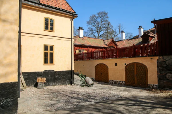 Den Gamla Historiska Landsbygds Husets Hovgård Den Gamla Byn Sverige — Stockfoto