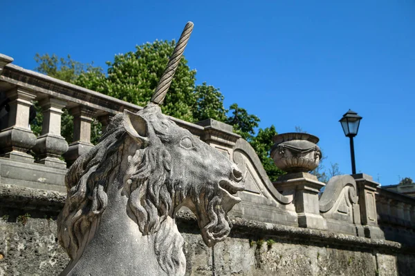 Detail Head Unicorn Statue Made Sandstone — Stock Photo, Image