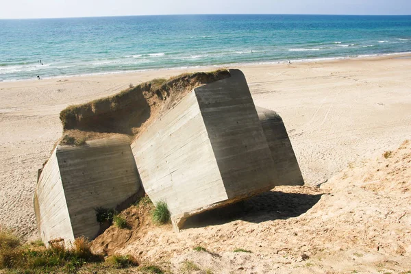 Duitse Nazi Bunkers Forten Uit Tweede Wereldoorlog Staan Stranden Vallen — Stockfoto