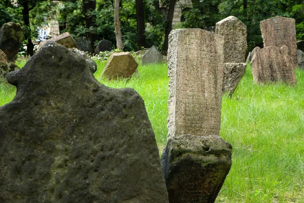 Antiguo Cementerio Judío Con Muchas Lápidas Piedra Asquerosa —  Fotos de Stock