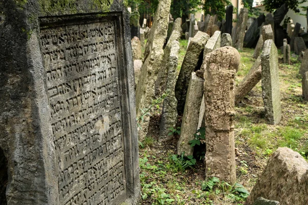 Bardzo Stary Cmentarz Żydowski Mnóstwem Kamiennych Nagrobków — Zdjęcie stockowe