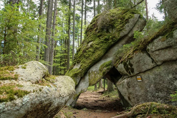 Las Rocas Los Bosques Profundos Del Parque Nacional Sumava República —  Fotos de Stock