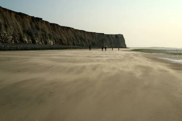 Beaches High White Cliffs Shore Channel Escalles France Ruins German — Stock Photo, Image