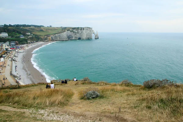 Nice High Cliffs Shore City Tretat Normandy France Famous Tourist — Stock Photo, Image