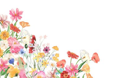 Düğün için çiçek suluboya bahçesi, doğum günü kartı, geçmiş, davetiye, duvar kağıdı, çıkartma, dekorasyon vs..