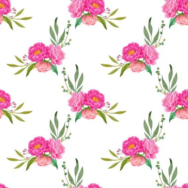 Suluboya çiçekleri tasarım için kusursuz desen vektörü.