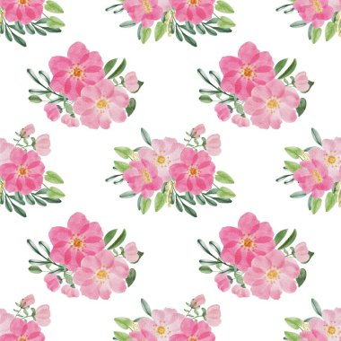 Suluboya çiçekleri tasarım için kusursuz desen vektörü.