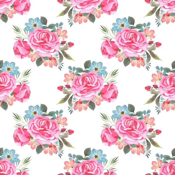 Suluboya çiçekleri tasarım için kusursuz desen vektörü.