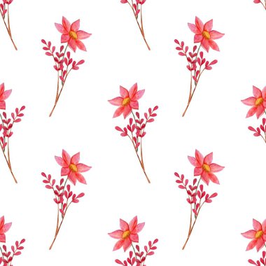 Suluboya çiçekleri tasarım için kusursuz desen vektörü.