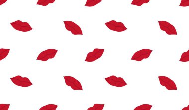 Beyaz Arkaplanda Kusursuz Kırmızı Dudaklar Kalıp Vektör İllüstrasyonu