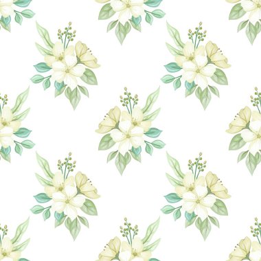 Suluboya çiçekleri tasarım için dikişsiz arkaplan vektörü.