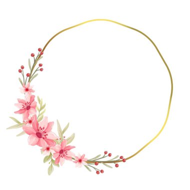 Tasarım için suluboya çiçek çelengi vektörü