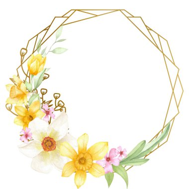 Tasarım için suluboya çiçek çelengi vektörü