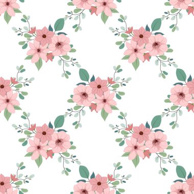 Beyaz Arkaplanda Kusursuz Çiçeksiz Çiçek Düzeni Suluboya Çizimi