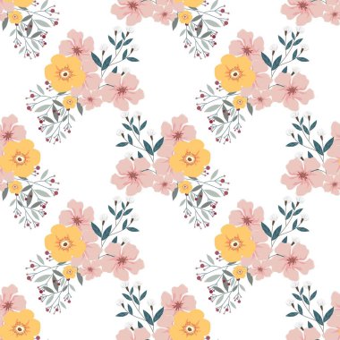 Beyaz Arkaplanda Kusursuz Çiçeksiz Çiçek Düzeni Suluboya Çizimi