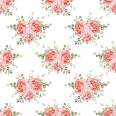 Suluboya çiçekleri tasarım için dikişsiz arkaplan vektörü.