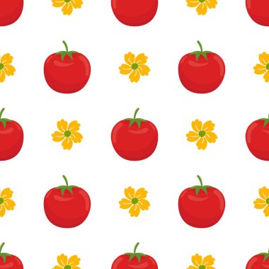 Kırmızı domates vektörü kusursuz desen.