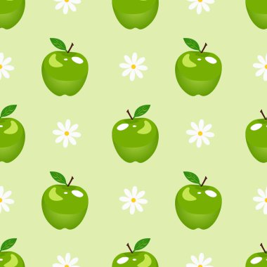 Çizgi film yeşil elma pürüzsüz desen