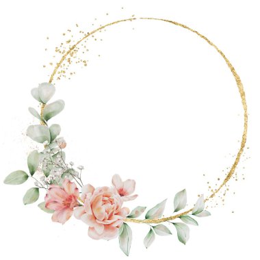 Tasarım için suluboya çiçek çelenk vektörü.