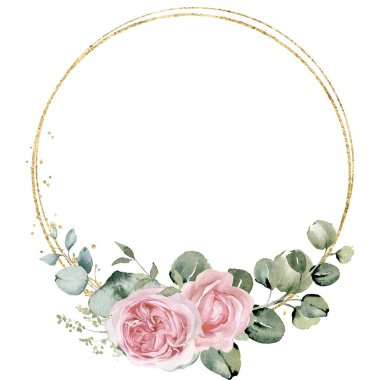 Tasarım için suluboya çiçek çelenk vektörü.