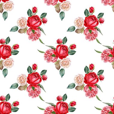 Güzel suluboya çiçek tasarım için kusursuz desen.