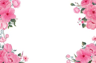 Tasarım için güzel suluboya çiçek ve yaprak çerçeve.