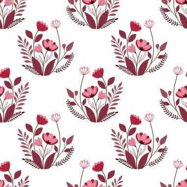 Kusursuz pembe çiçek desenli suluboya resimli beyaz arkaplan