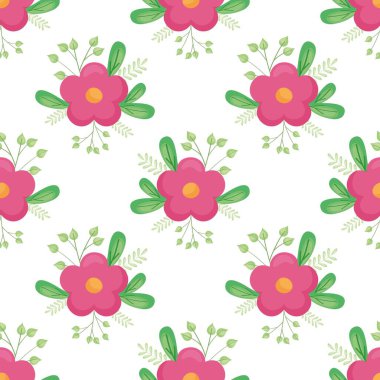 Kusursuz pembe çiçek desenli suluboya resimli beyaz arkaplan