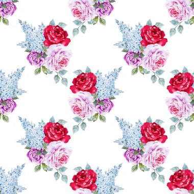 Suluboya çiçekleri tasarım için kusursuz desen vektörü.