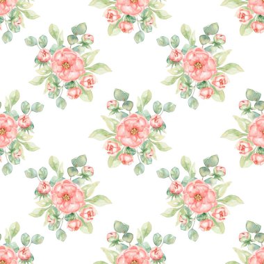 Suluboya çiçekleri tasarım için kusursuz desen vektörü.