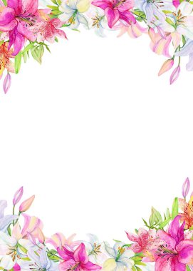 Güzel pastel renk çiçek kenarı, suluboya çiçek çerçevesi arka plan.