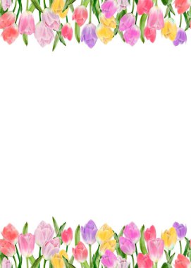 Güzel pastel renk çiçek kenarı, suluboya çiçek çerçevesi arka plan.