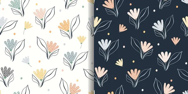 Conjunto Patrones Sin Costura Abstractos Florales Diseño Moda — Vector de stock