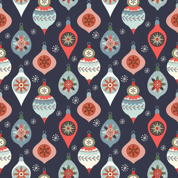 Patrón Sin Costuras Navidad Con Bolas Navidad Decorativas — Archivo Imágenes Vectoriales