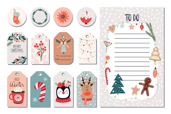 Christmas Winter Stickers Collection Cute Design And Elements For Scrapbook  For Gift Wrapping Greeting Card Envelopes Planners Stock Illustration -  Download Image Now - iStock