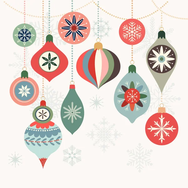 Tarjeta Felicitación Navidad Con Bolas Decorativas Navidad — Vector de stock