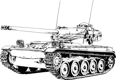 Mürekkep el yazısıyla çizilmiş güçlü bir tank.