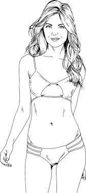 vektörel çizimler güzel kızlar sarışın mayolar mürekkeple elle çizilmiş cinsel teşkil etmektedir, skeçler, arka plan ile obje